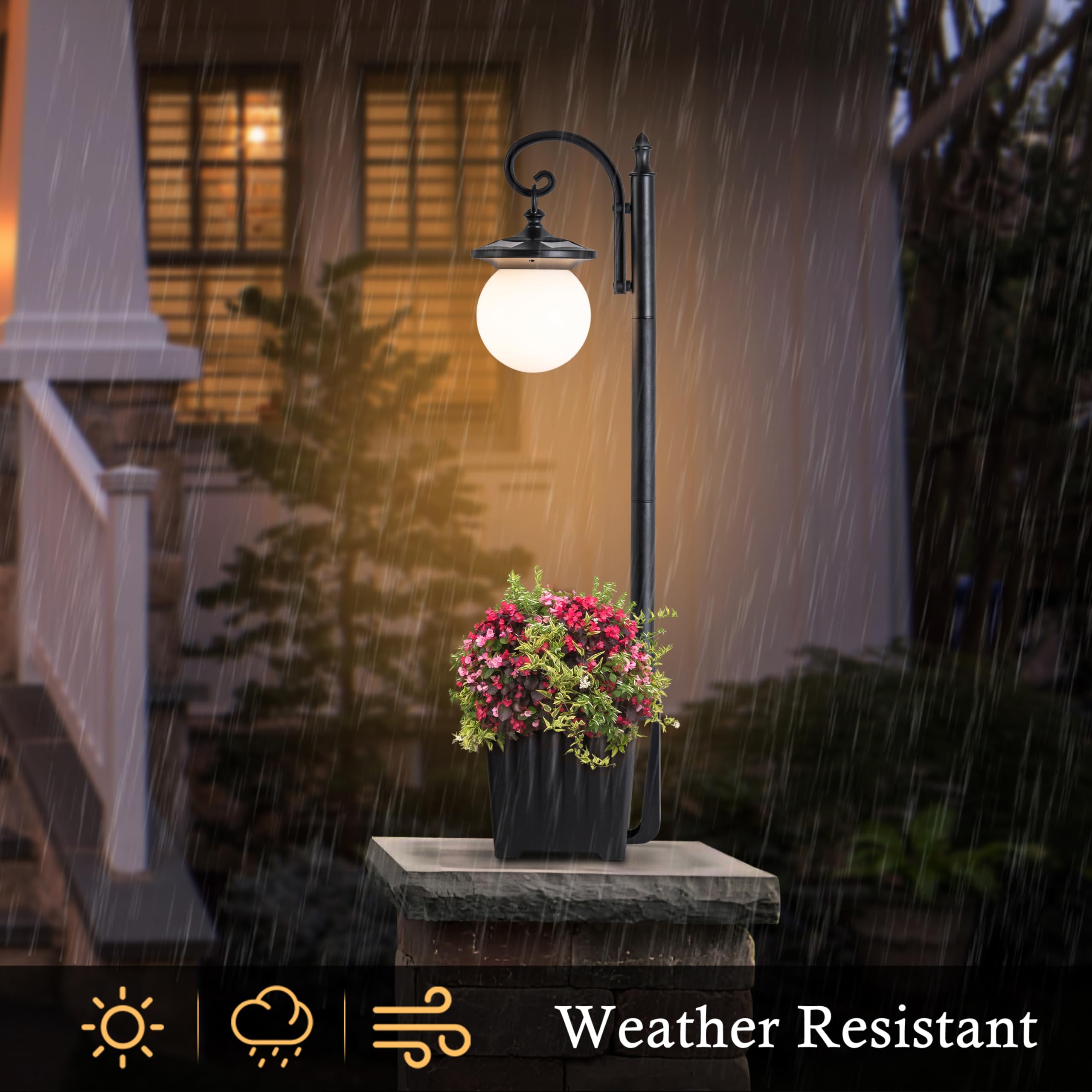 PASAMIC 63" Solar Lamp Post Light 2Pack, Outdoor Post Lights Waterproof, Pole Lights Outdoor Decorative Floor Lamp Patio Warm White Replaceable Bulb