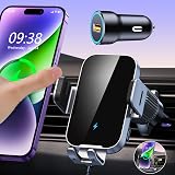 ISEYOU Caricatore Wireless Auto, 15W Supporto Telefono Auto Ricarica Wireless Rapida Bloccaggio Automatico, 360°Rotazione Caricabatterie Wireless Auto Compatibile con iPhone 17 16 15 14 Pro Max Galaxy - 1