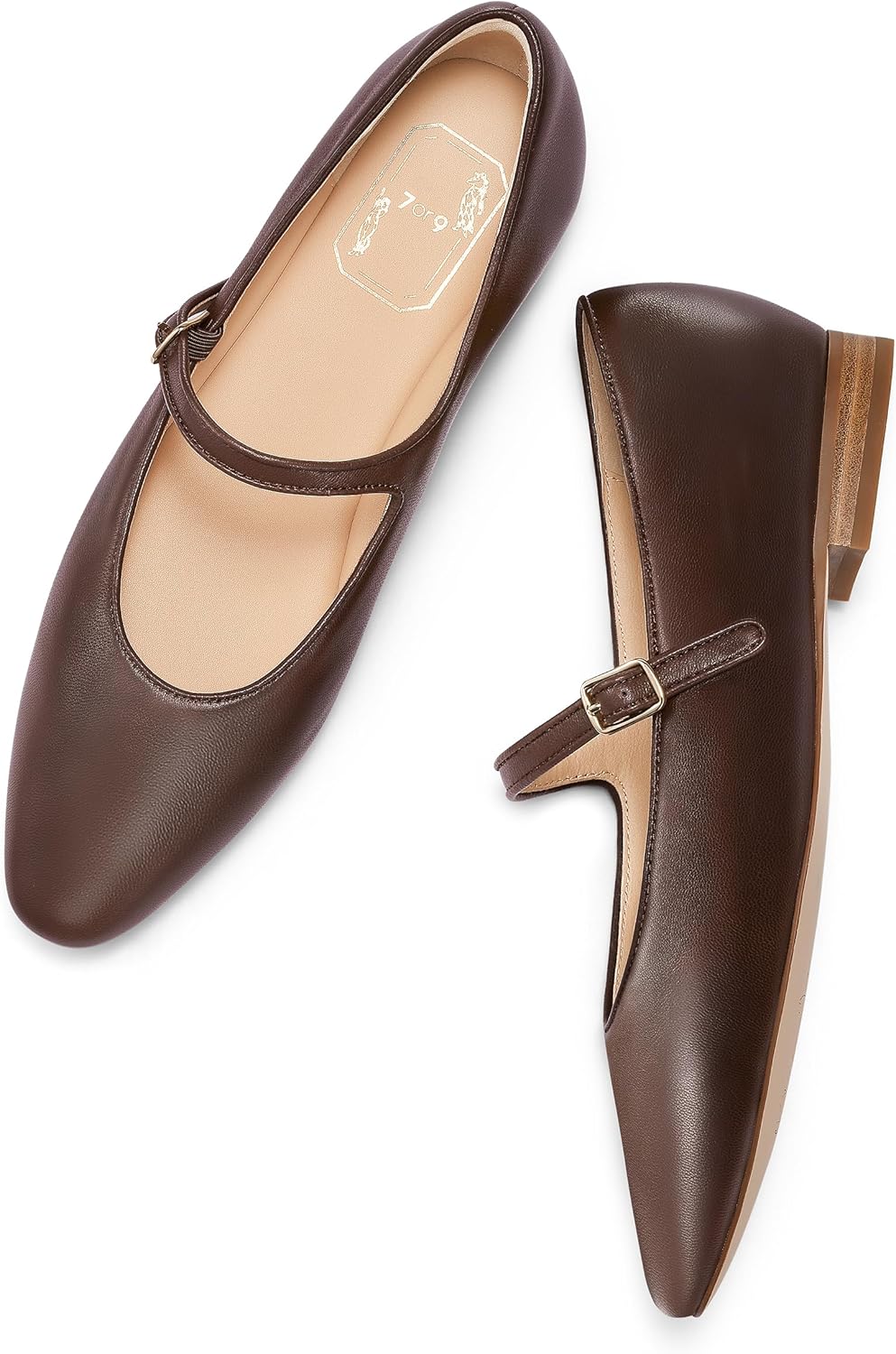 7or9 Mary Jane Flats Women Comfortable Mary Jane Shoes for Women Air-Touch Foam Lambskin Casual Shoes- Silver, Brown, Almond, Black