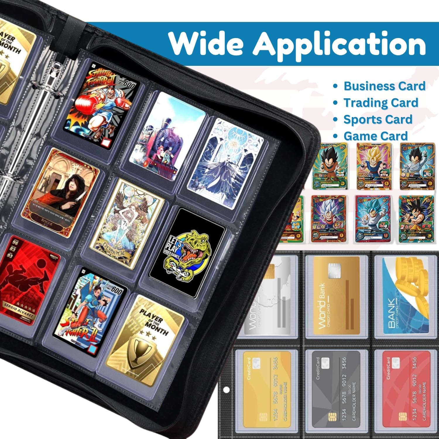 Top Loader Binder, Holds 360 Toploaders, 9-Pocket Toploader Binder for 3" x 4" Rigid Cards, Double-Sided Card Binder Top Loader for Trading Cards, TCG, Baseball & Sports Cards