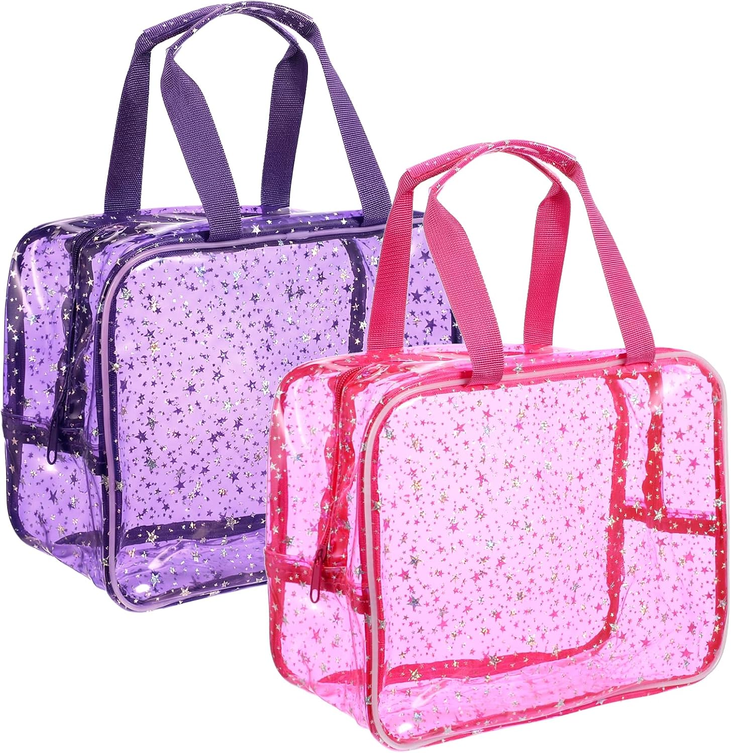 2 Pcs Clear Large Makeup Bags, Star Pattern Waterproof