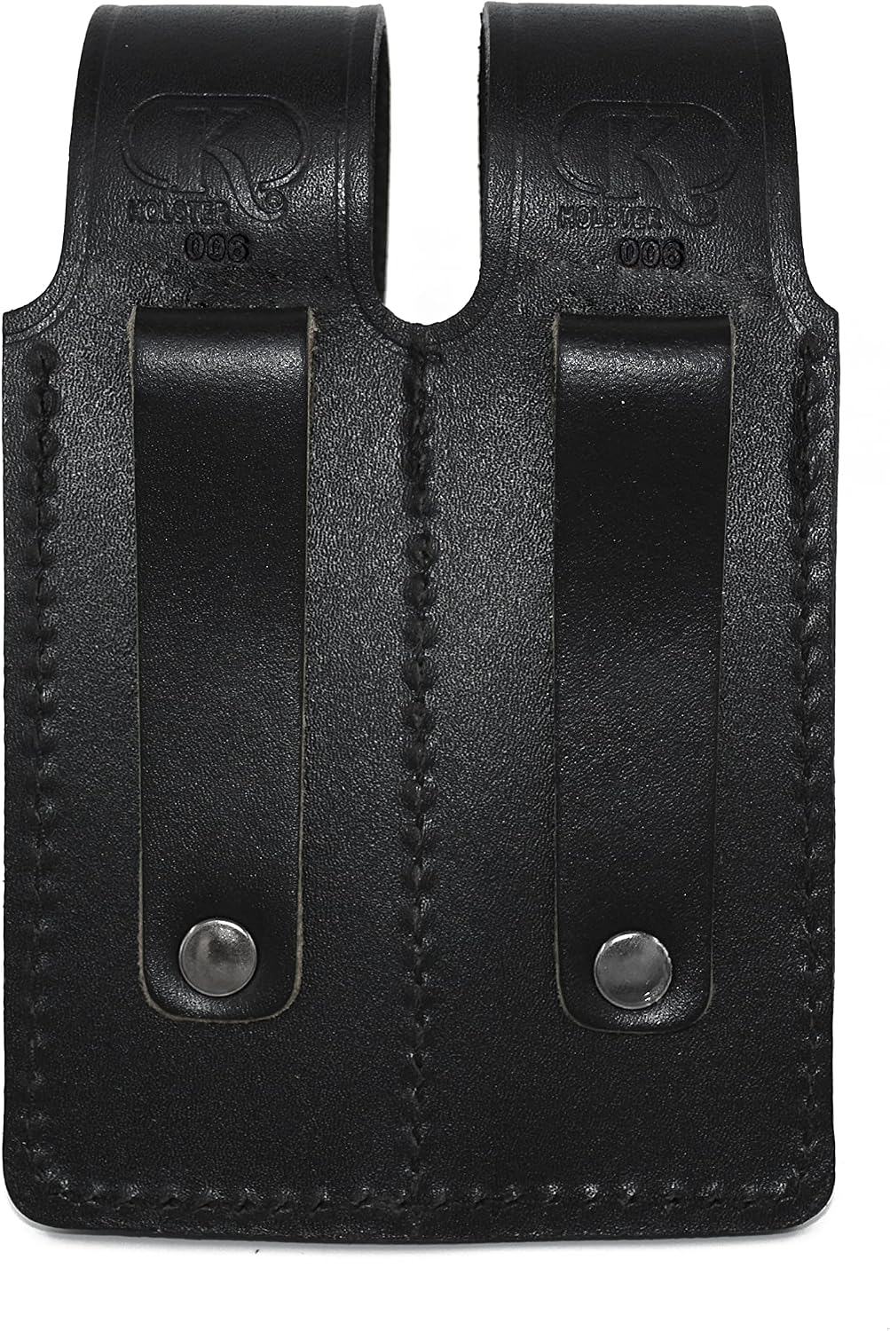 K003 Leather Double Magazine Pouch/Carrier/case for Colt 1911 Handmade! (Black)