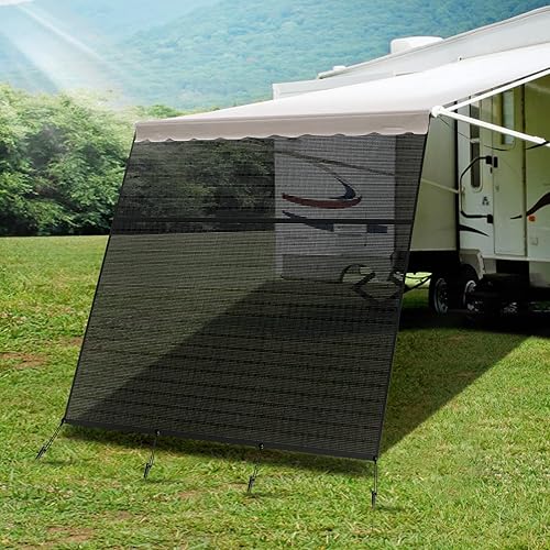 NAIMORUI Pantalla para toldo de autocaravana con cremallera, pantalla frontal de toldo de autocaravana de 9 x 15 pies x 3 pies, malla negra,