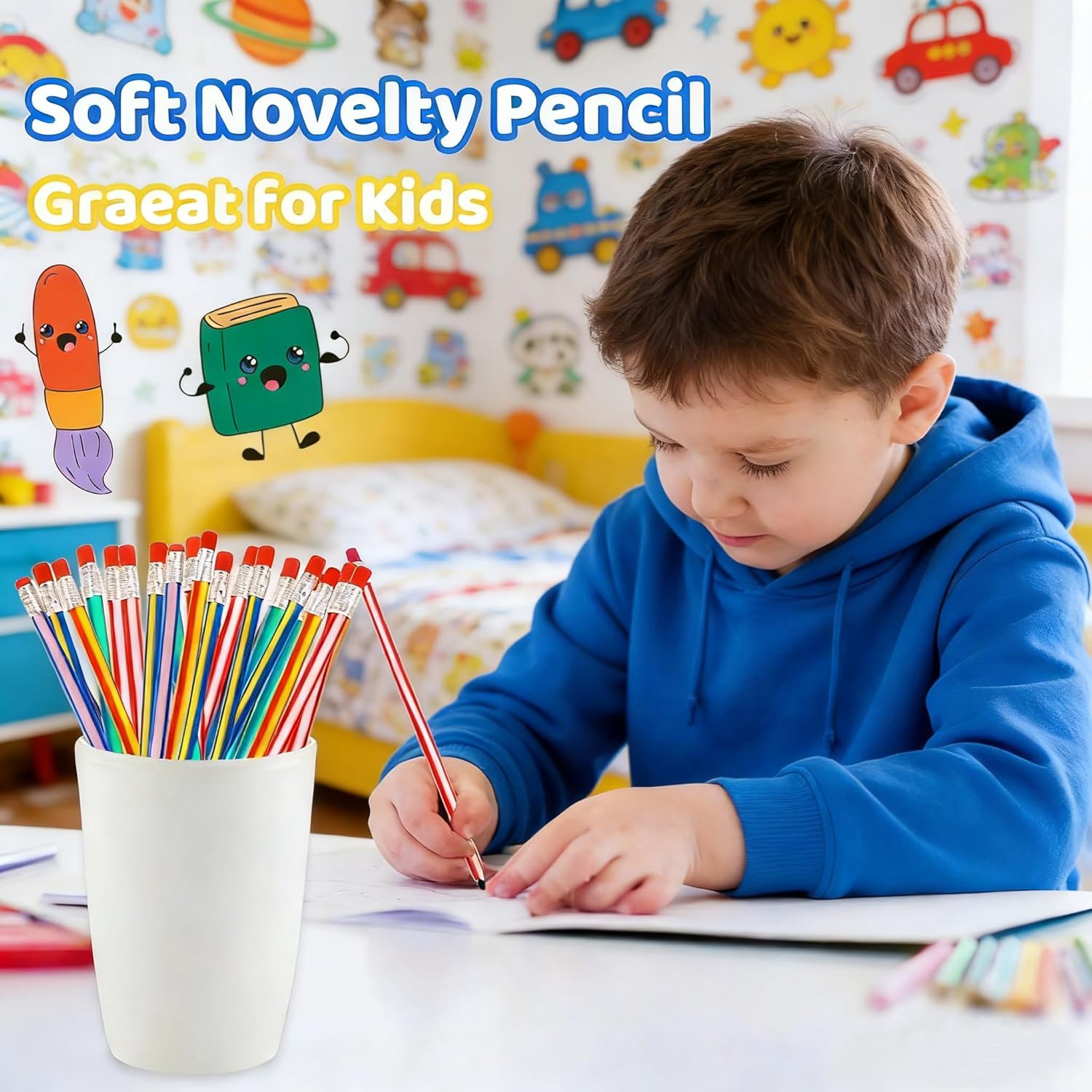 24 Funny Gel Pen Set, Bending Pencils with 16 Animal Sticky Notes, Colourful Flexible Bendable Pencils, Bendable Soft, Does Not Break, Children's Birthday Party & Give Aways, Party Bag