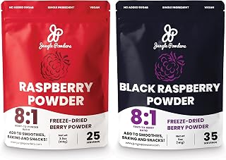 Jungle Powders Red Raspberry And Black Raspberries Fruit Powder Bundle 100% Natural Non GMO Vegan Friendly Extract For Baking Flavoring Cooking And Smoothies