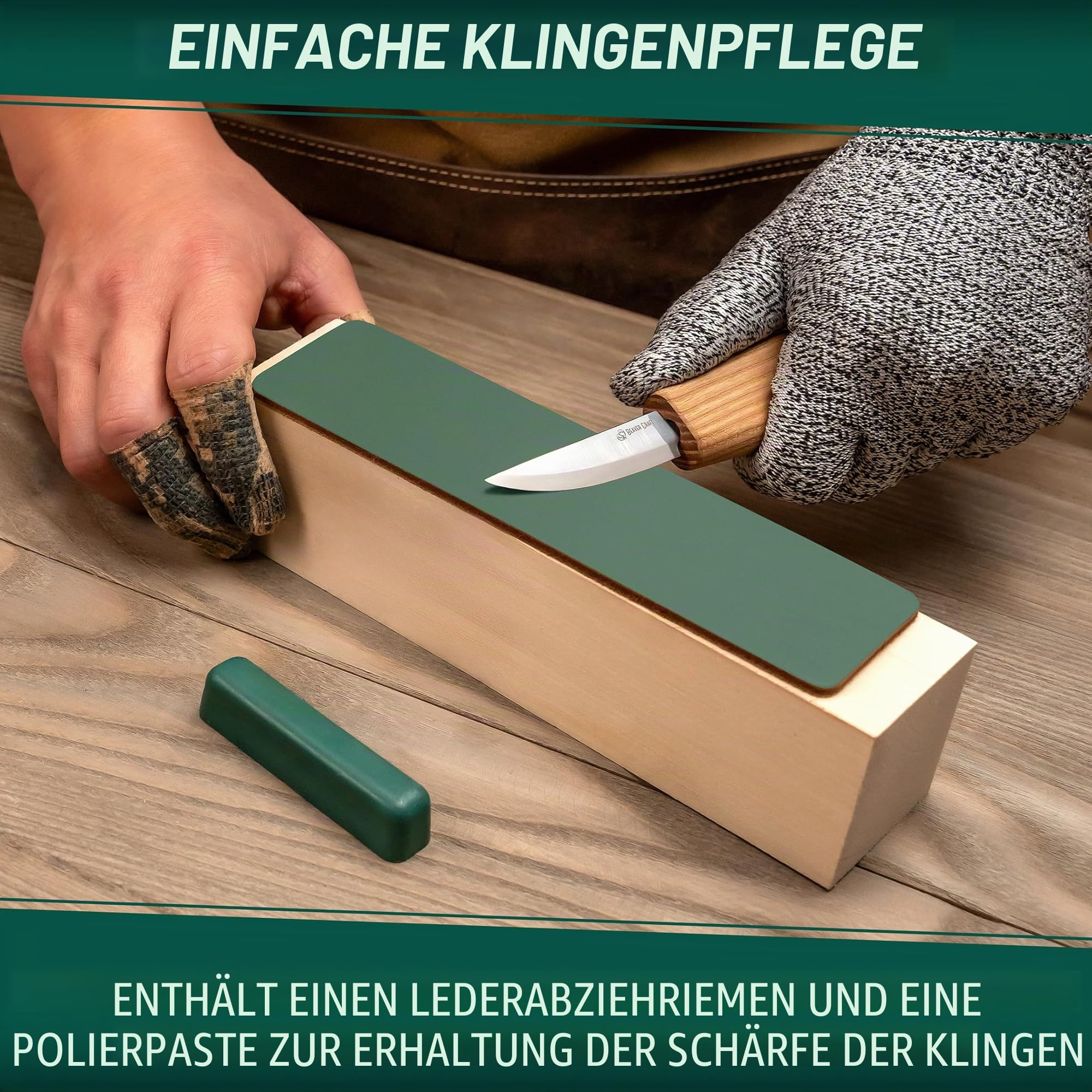 BeaverCraft S01 Löffelschnitzmesser Set – Holzlöffel Schnitzwerkzeug für Rechtshänder – Hakenmesser, Schnitzmesser für Schale, Kuksa, Becher – Holzschnitzset für Anfänger & Profis