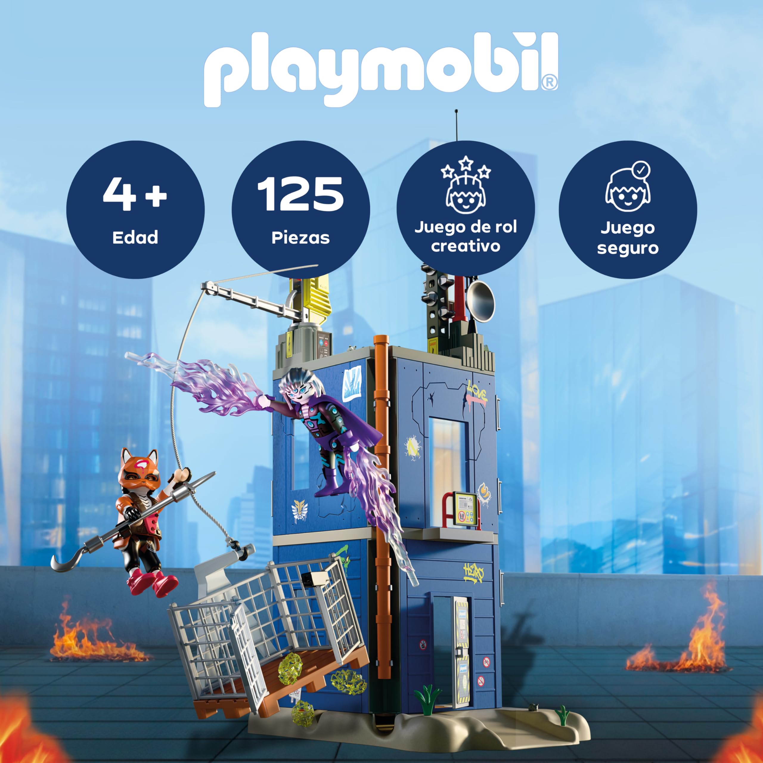 PLAYMOBIL | Heroes | Duell Am Helden-Tower | Juego Lleno de acción para duelos emocionantes | con Figuras y Accesorios detallados para niños a Partir de 4 años | 72022