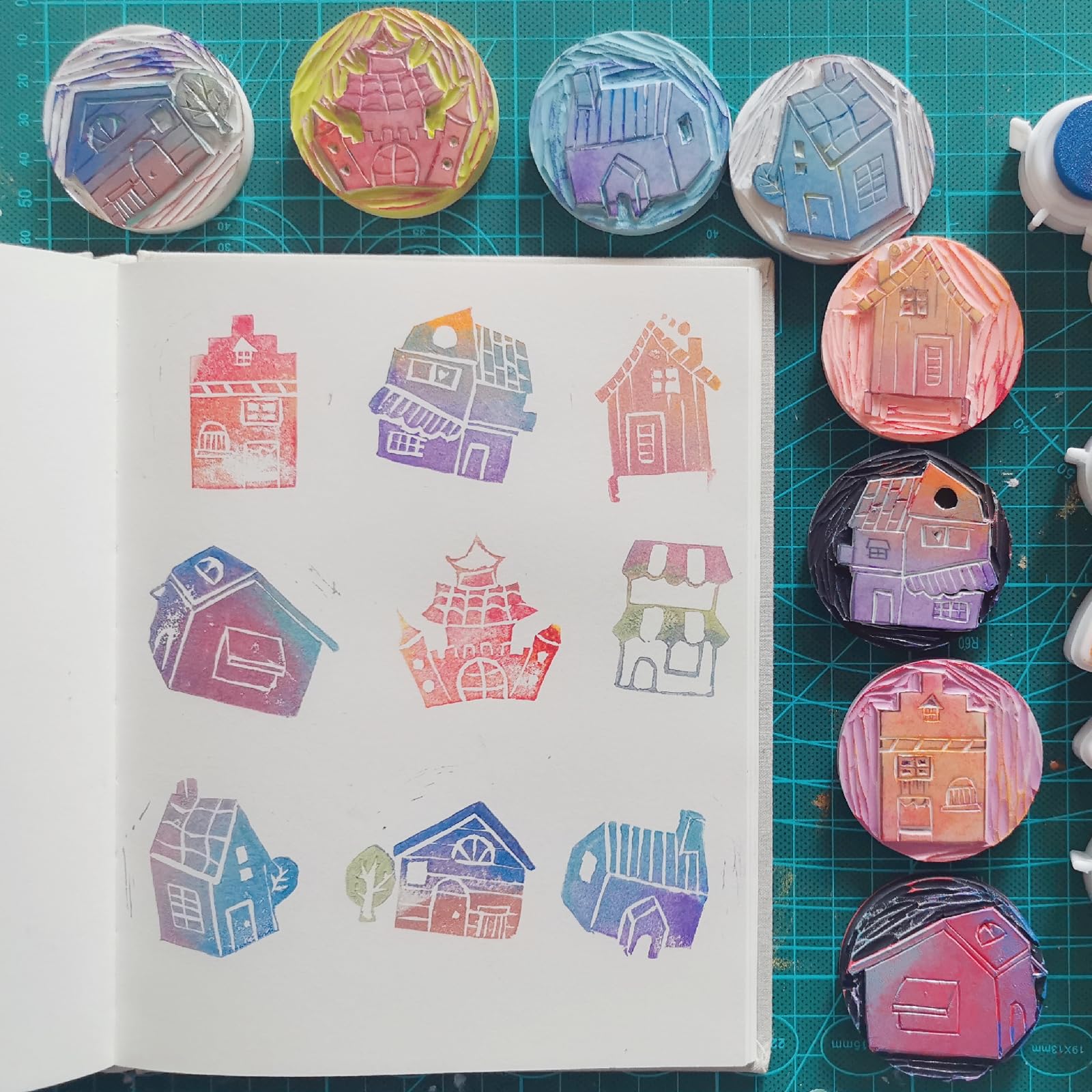 8 Stück Rosa Gummi Schnitzblöcke, 20x15x0,8cm Weiche Linoleum Druckplatten, Stempelgummi zum Schnitzen und Drucken, Einfach zu Schneiden für DIY Printmaking, Handwerk