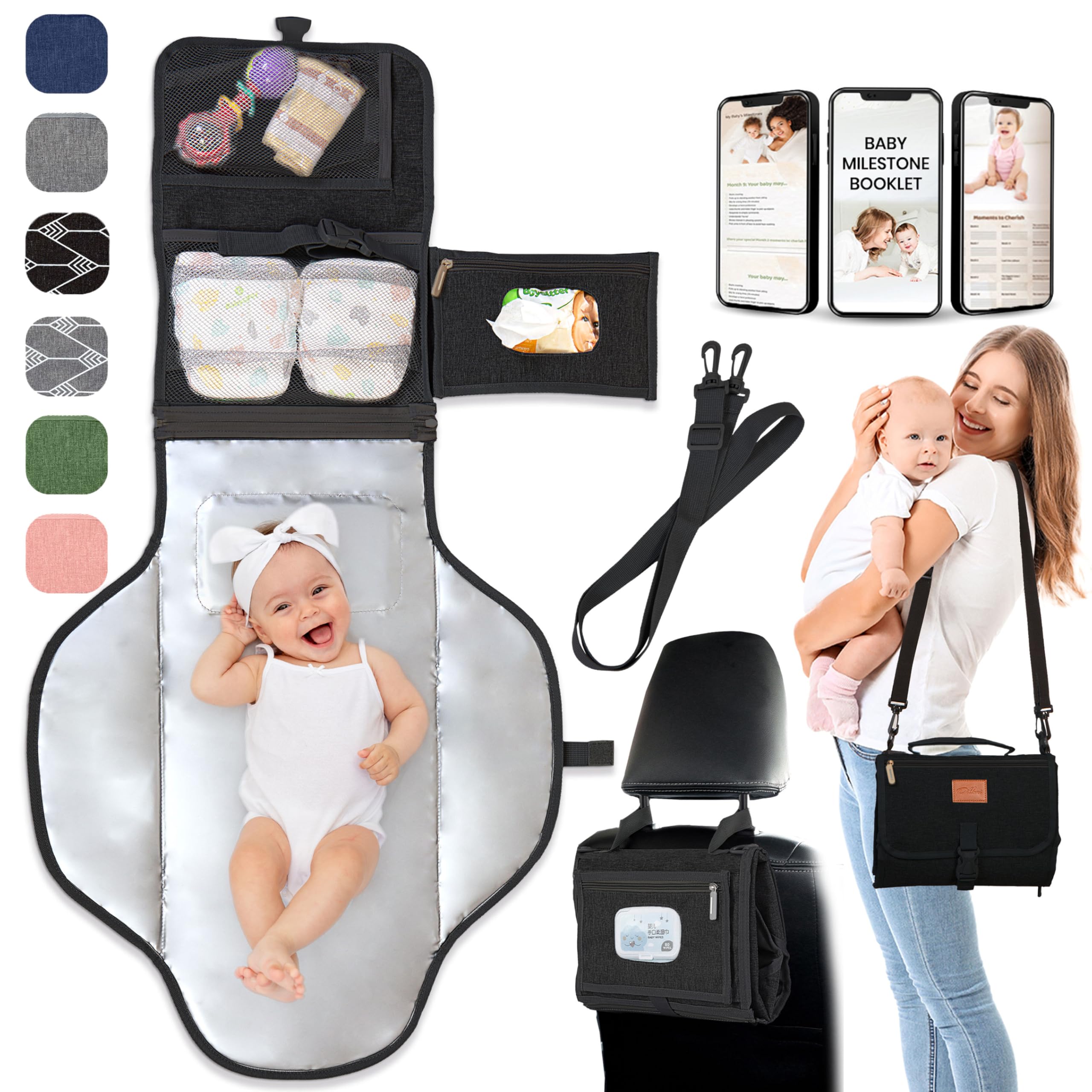 Portable Changing Pad for Newborns, Travel Diaper Changing Pad - Waterproof, Foldable & Detachable Diaper Changing Station for Baby Registry Search