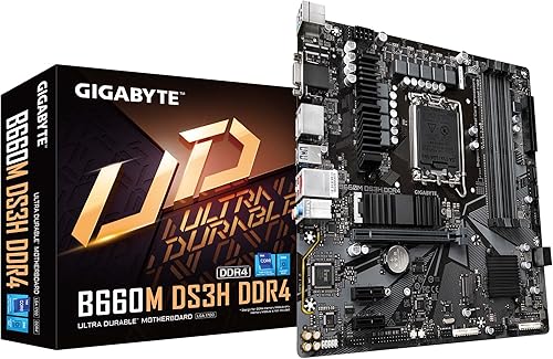 GIGABYTE B660M DS3H DDR4 (B660/ Intel/LGA 1700/ Micro-ATX/ DDR4/ Dual M.2/ PCIe 4.0/ USB 3.2 Gen2 Type-C/LAN de 2.5GbE/placa madre)