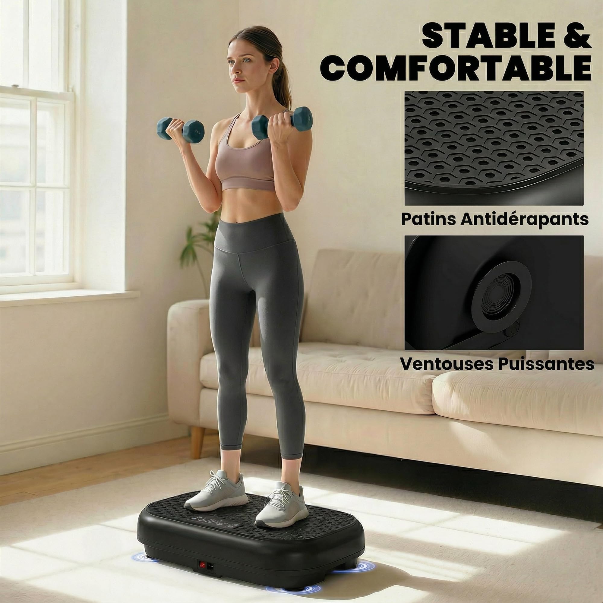 SPORTNOW Plateforme Vibrante Fitness 200W Appareil de Musculation et Minceur - Plaque Vibrante 120 Vitesse 5 Programmes Perte de Poids - 48cm Ultra-Mince Bandes de Résistance Maison Bureau, Noir