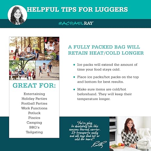 Miniatura 6 de Rachael Ray Expandable Insulated Casserole Carrier for Hot or Cold Food, Thermal Lasagna Lugger Tote for Potluck, Parties, Picnic, and Cookouts,