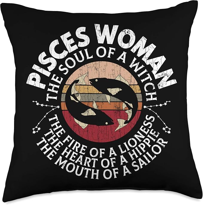 Pisces Woman Funny Zodiac Sign Graphic For Women Girls Throw Pillow