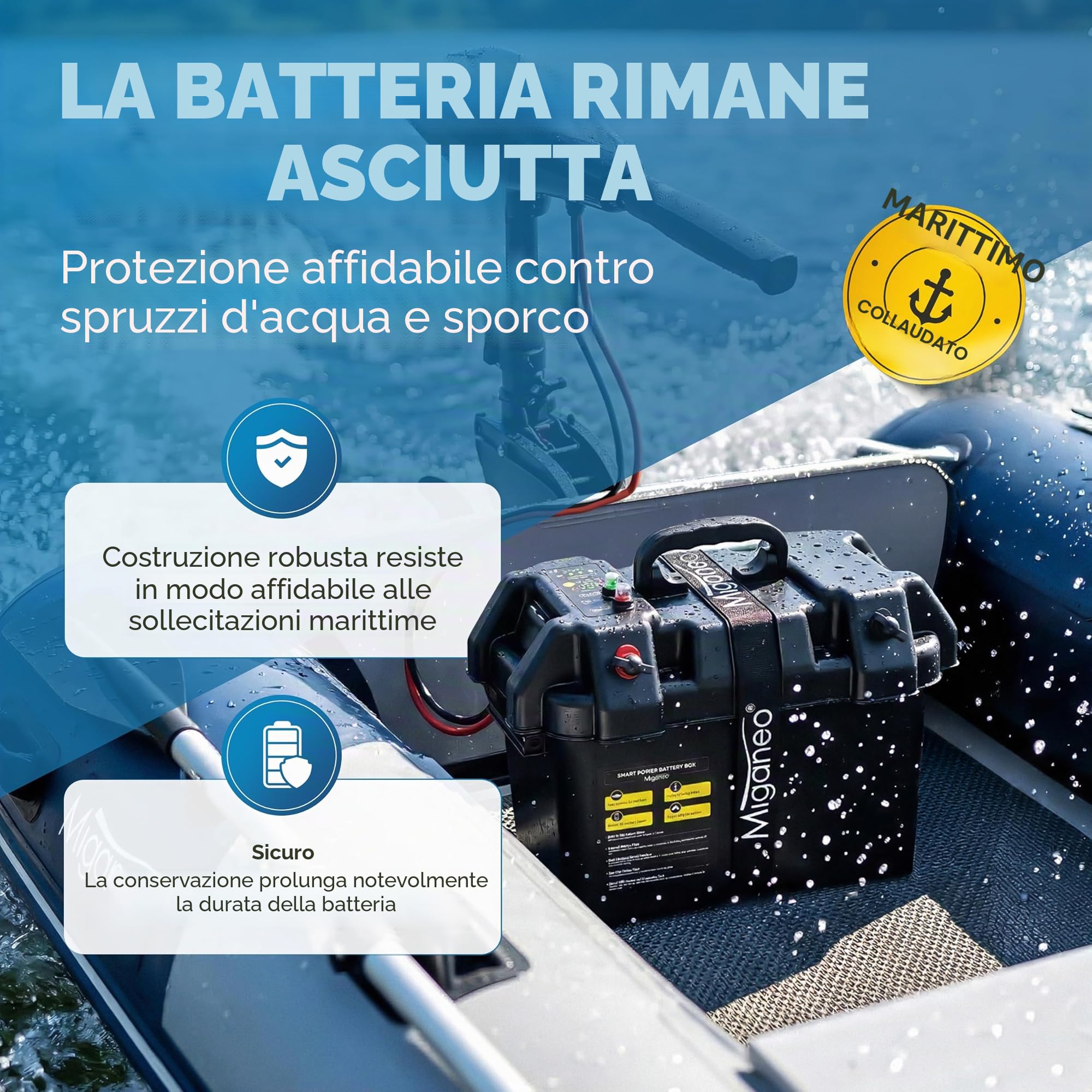Miganeo Motore Elettrico Barca TRS 68 lbs 768W 12V Fuoribordo Acqua Salata LED 5 Marce Avanti 3 Retromarce