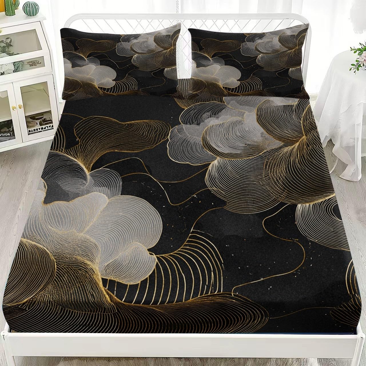 Matrimoniali Lenzuolo Sotto con Angoli 180x200x30cm Grigio Scuro