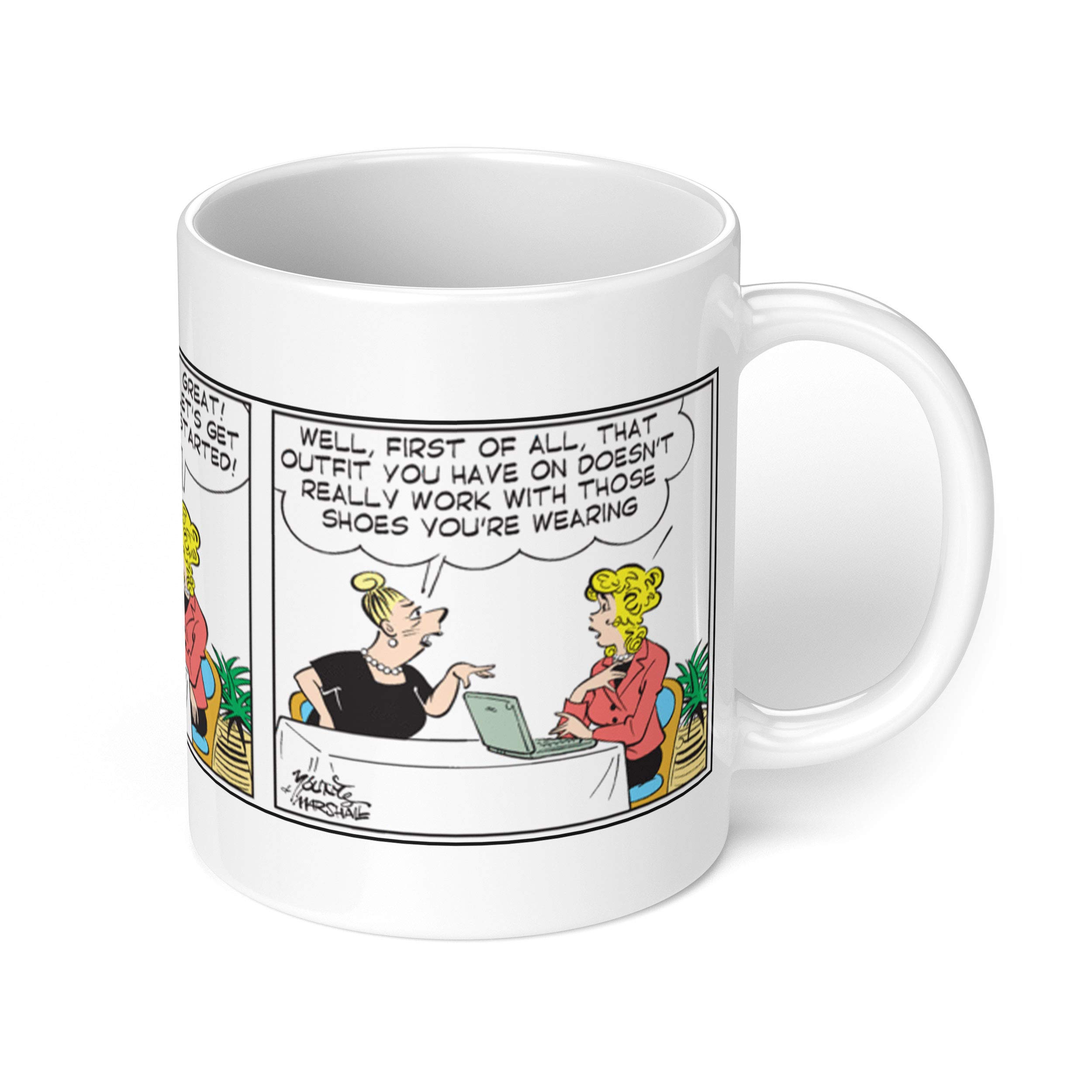 1 Mug - "Blondie Comic" Mug - Perfect for your cuppa Coffee, Tea, Karak, Milk, Cocoa or whatever Hot or Cold Beverage you Drink! - 11 Oz - White Colour