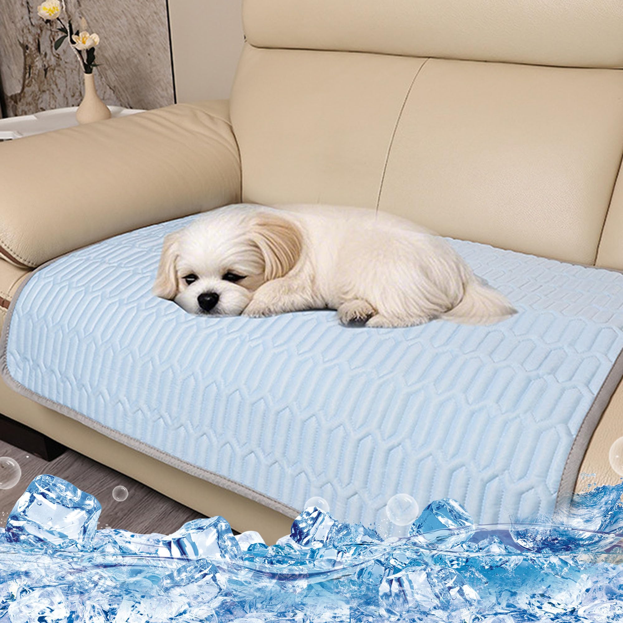 Izbdcy Cooling Mat Lightweight Dog Washable Pet Bed (Blue, 70 * 90 cm)