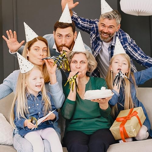 Miniatura 6 de 24 piezas de ruidos dorados, cuernos de fiesta y sopladores para adultos y niños, emisores de ruido para cumpleaños, eventos deportivos, festivales,