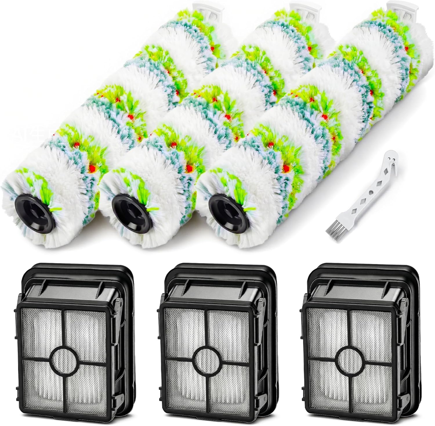 Replacement Parts for Bissell CrossWave Max 2554 2554A 2590 2593 and for HydroSteam Plus 3515 35151 35152 Vacuum, 3 Pack Multi-Surface Brush Rolls 2788 and 3 Pack Filters 1866, 1618641 1608684 Vypart