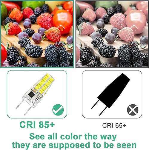 Miniatura 5 de Paquete de 12 bombillas LED G8 regulables, 120 V, 20 W, 25 W, T4 JCD, tipo bi-pines, reemplazo halógeno para iluminación de disco debajo del