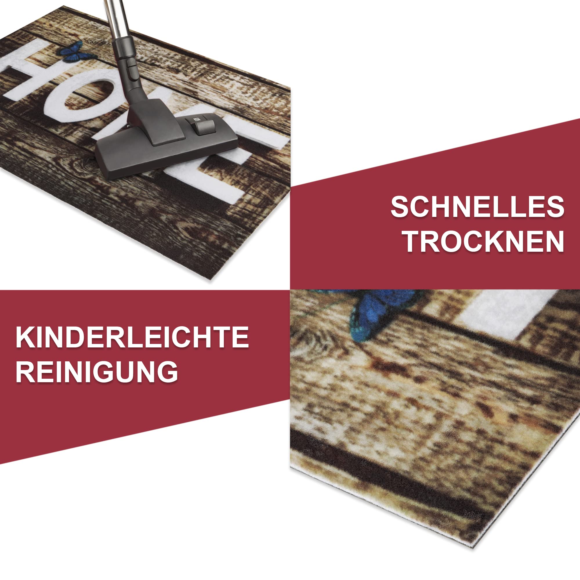 Fußmatte 40x60 Cm – Waschbar, Rutschfest, Für Innen & Außen, Mit Motiv (schwarz/weiß)