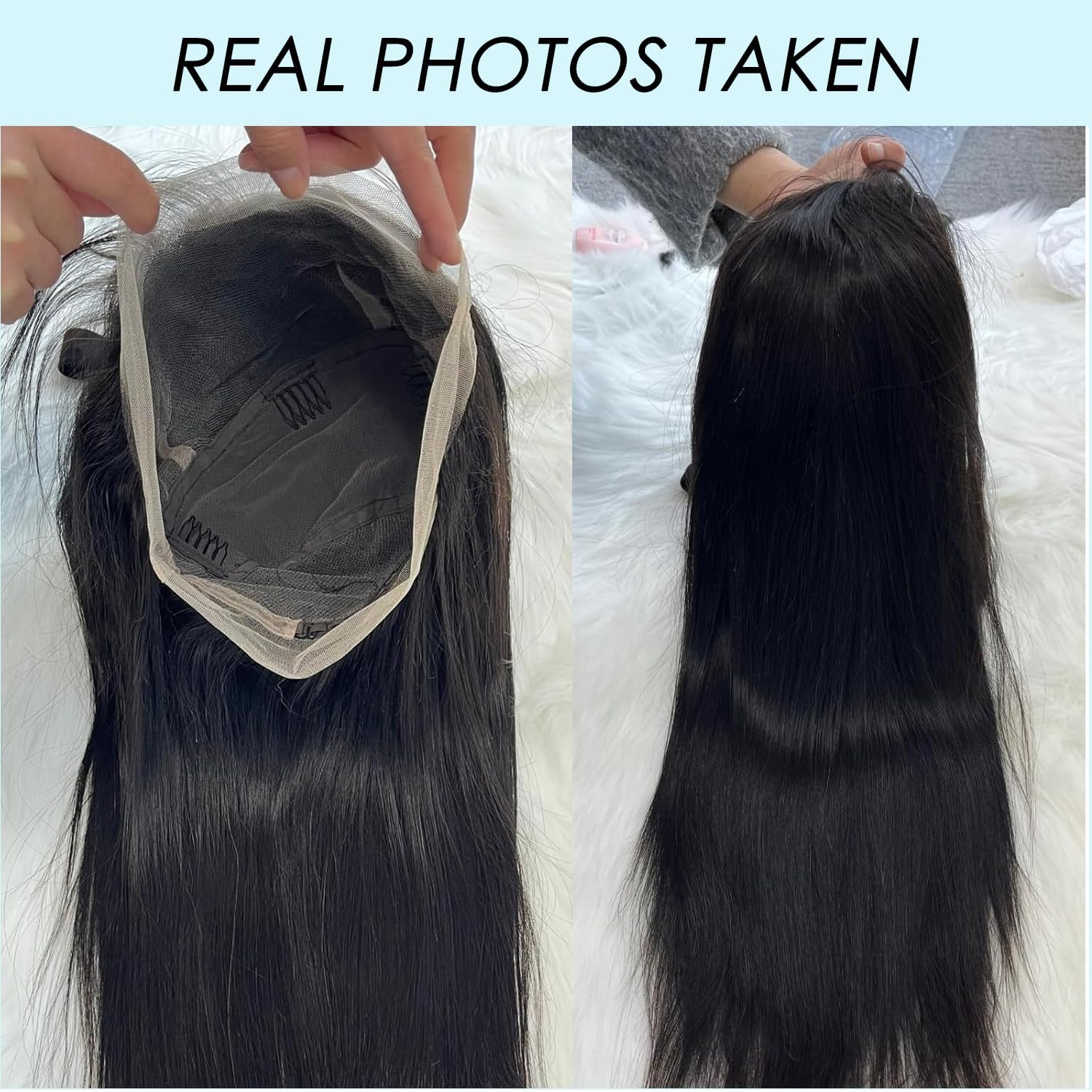 Straight Full Lace Wig Human Hair Natural Black 10 Inches, HD Transparent Lace 180 Density 12A Free Part Glueless Pre Plucked 100% Virgin Hair Soft And Durable Full Scalp