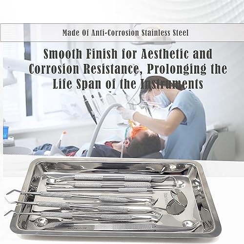 Miniatura 6 de Heidman Instrumentos restauradores de llenado dental (0.079 pulgadas, 0.088 pulgadas, 0.18 pulgadas) con bandeja escaladora, espejo dental, raspador
