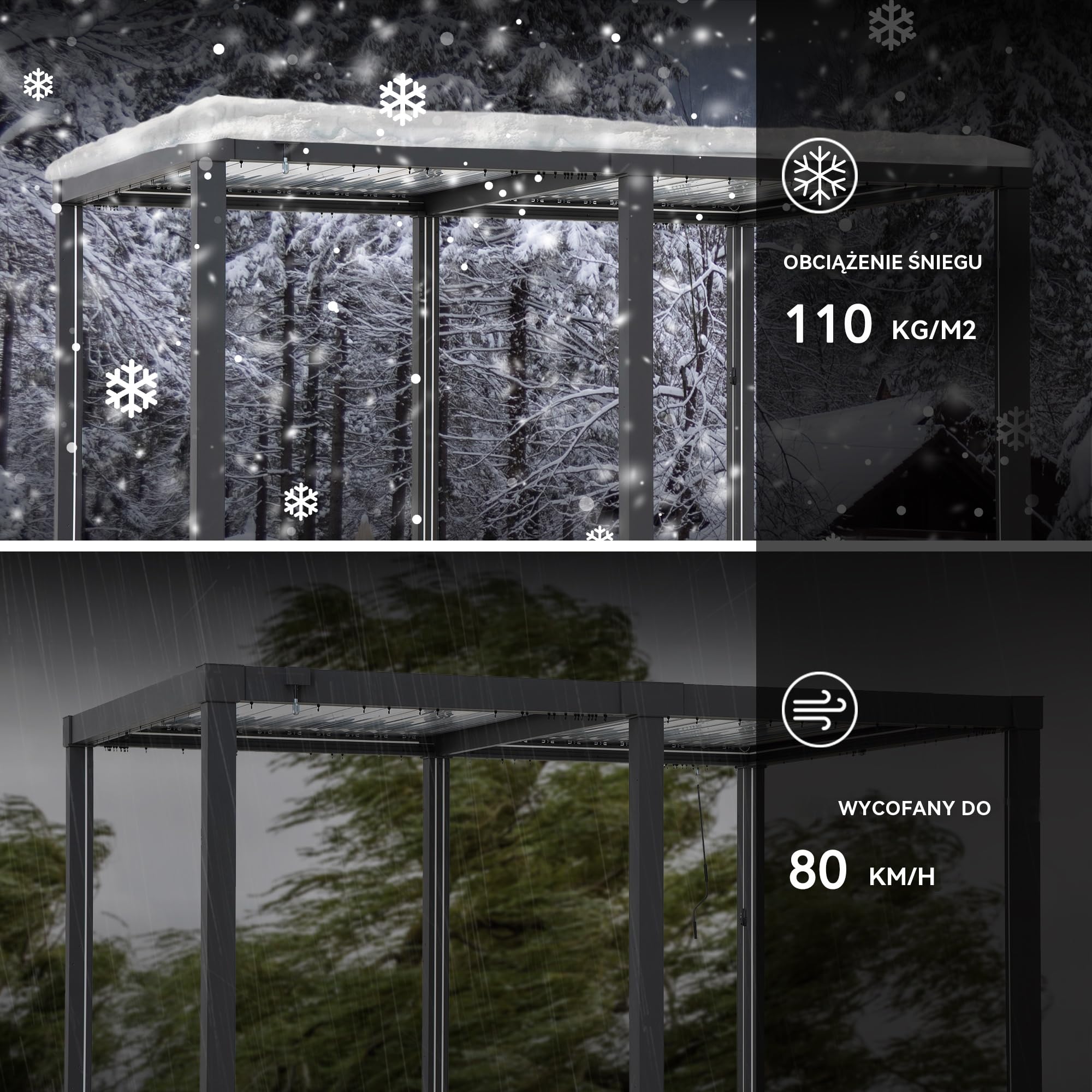 SUNJOY Pergola Ogrodowa 3x4m, Aluminiowa Altana Lamelowa Całoroczna, Ruchomy Dach z Regulacją Kąta, Solidny Pawilon Tarasowy, Antracyt