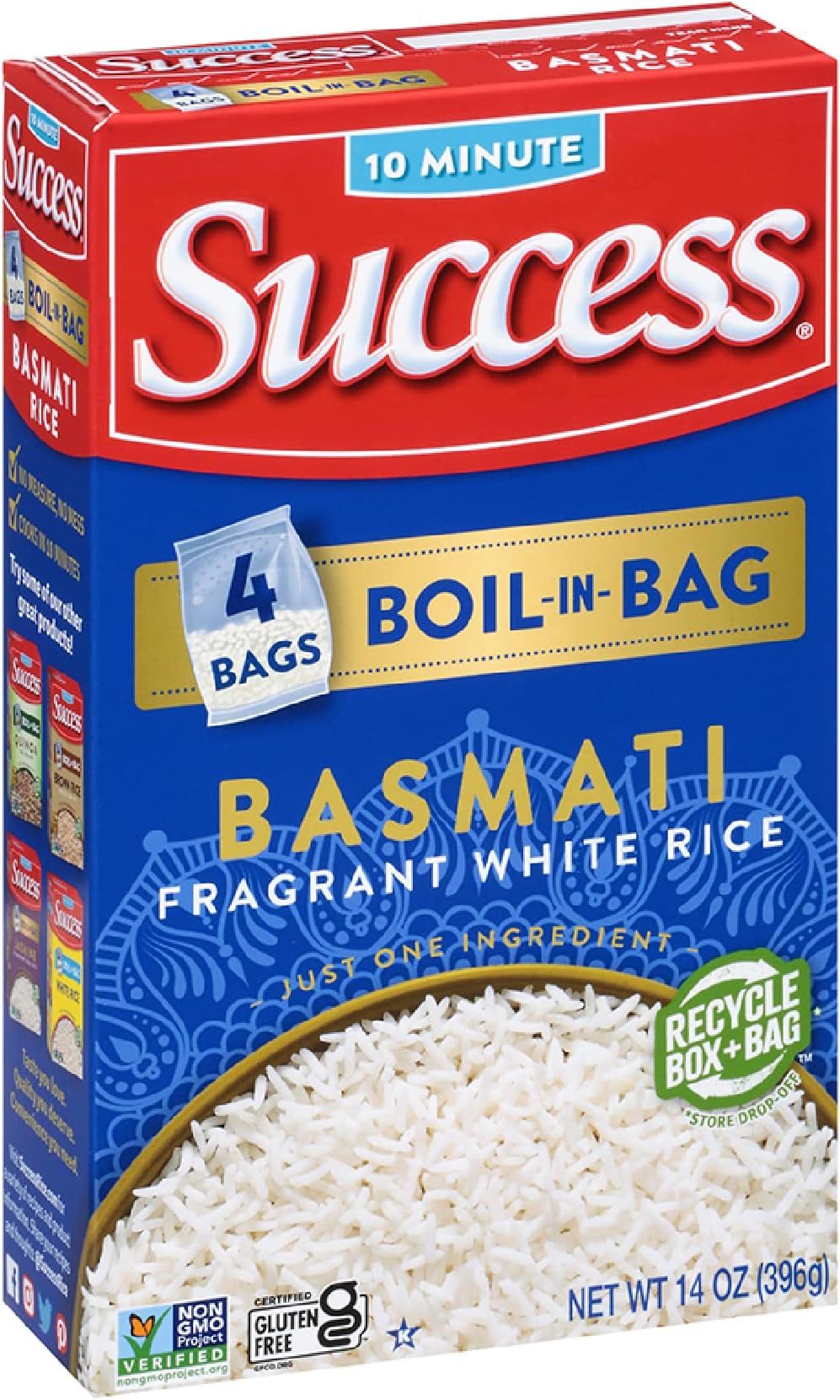 Success Boil-in-Bag Basmati White Rice, 4 Count