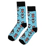 SockFly Robot Dress Socks Funny Novelty Crazy Fun Design Men Size 8-12 Cotton Casual Crew Colorful Funky Fancy Socks Gift for Men