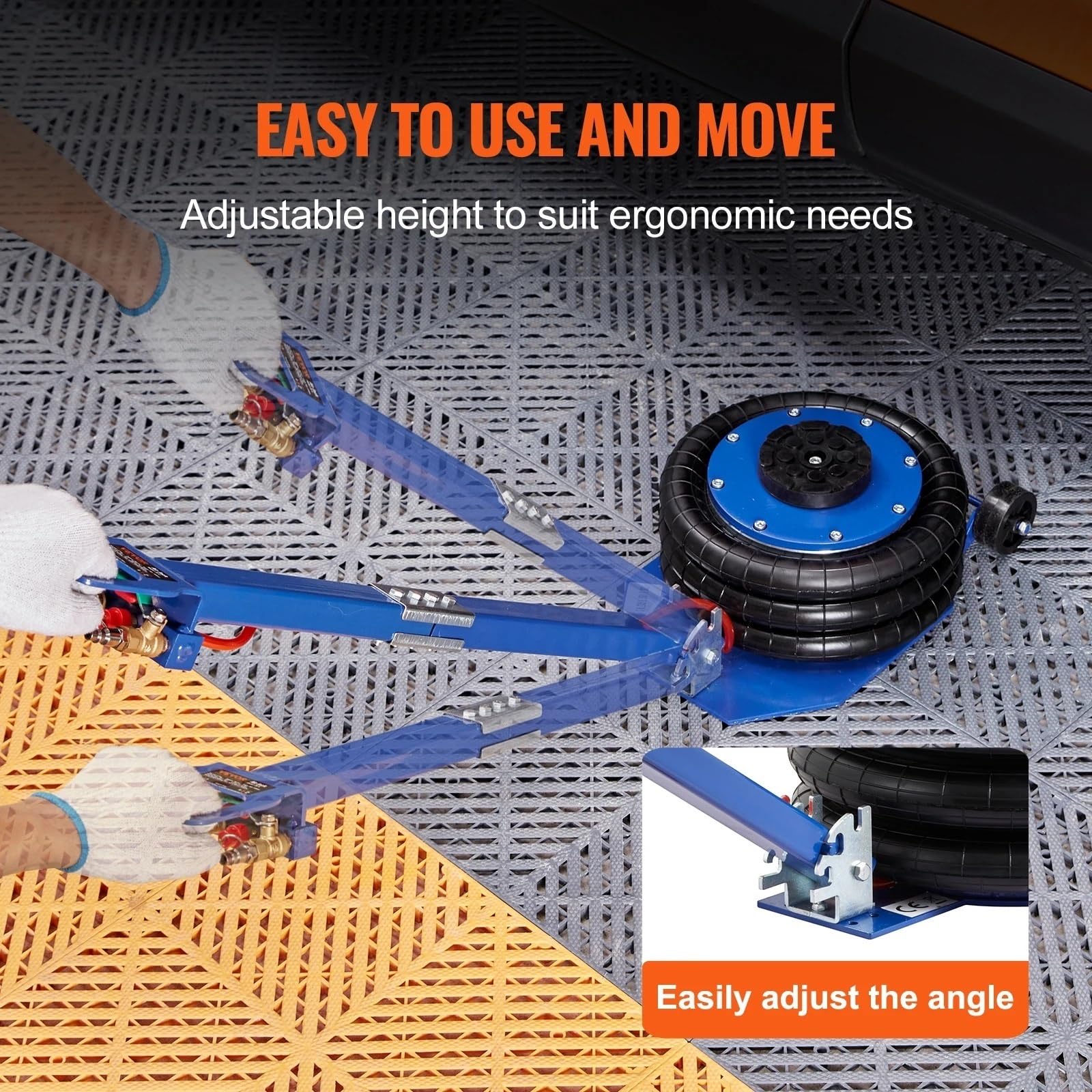 Gatos para coches Gato neumático de 3 toneladas/5 toneladas, Gato de aire de bolsa Triple, elevación rápida, gatos de reparación de automóviles de alta resistencia caballete coche(3T Non adjustable W)