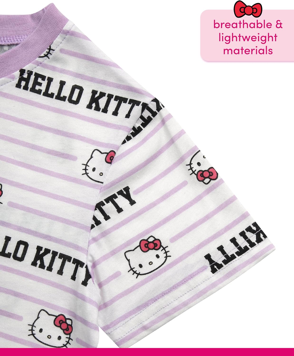 Hello Kitty Girls Shirts - 2 Pack Cotton Blend Short Sleeve Tops - Crewneck Cute Graphic Girls Tee Shirt Pack
