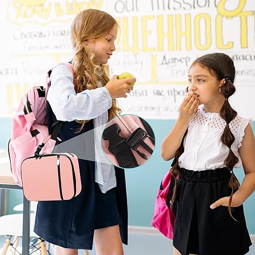 Miniatura 6 de esouler Lonchera térmica para niños y niñas, lonchera duradera para niños y niñas, con soporte para botella de agua, color rosa