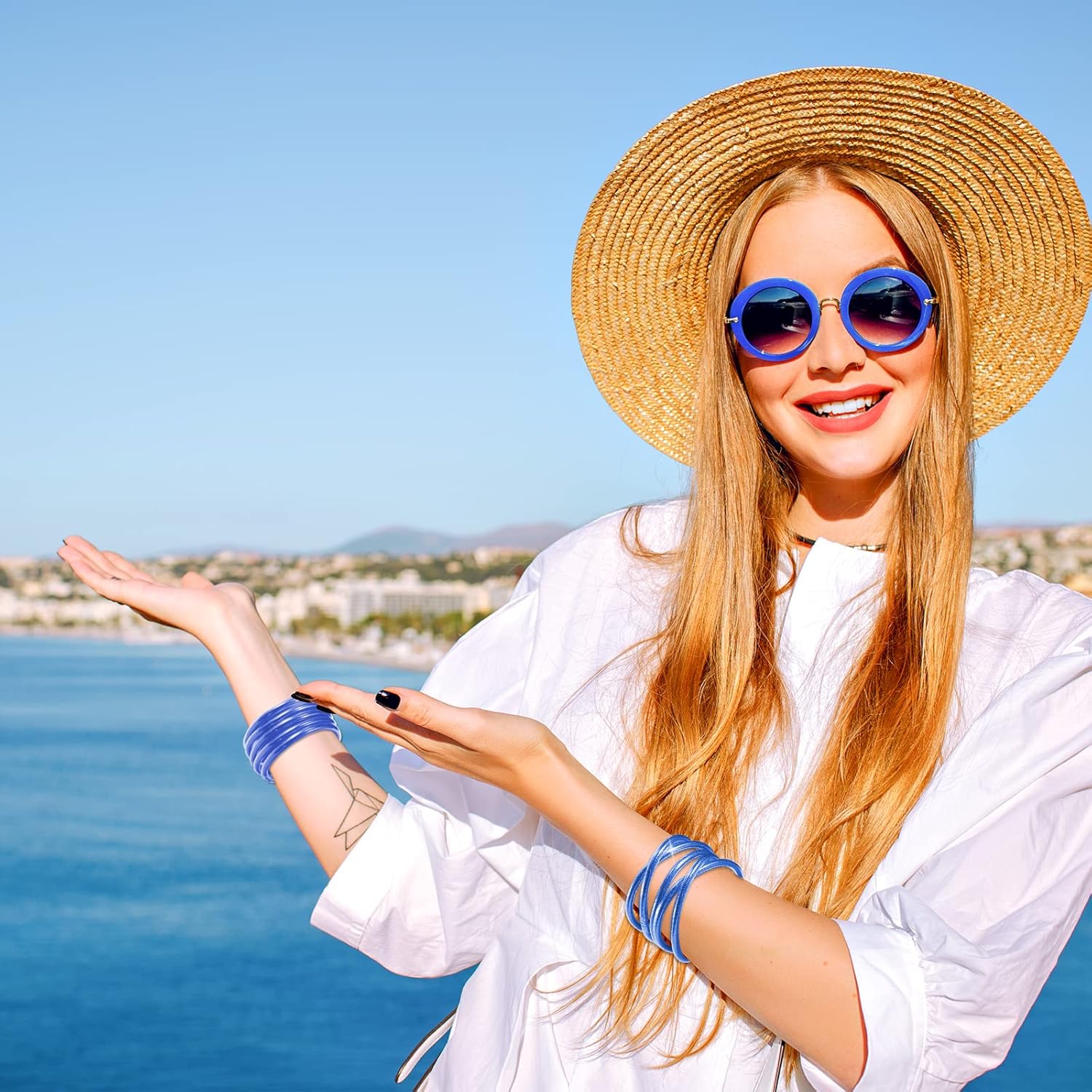 Glitter Jelly Bracelets, Soft Silicone Glitter Filled Jelly Bangles Bracelets Women- Sparkling Fashion Bangles for Women - Image 5