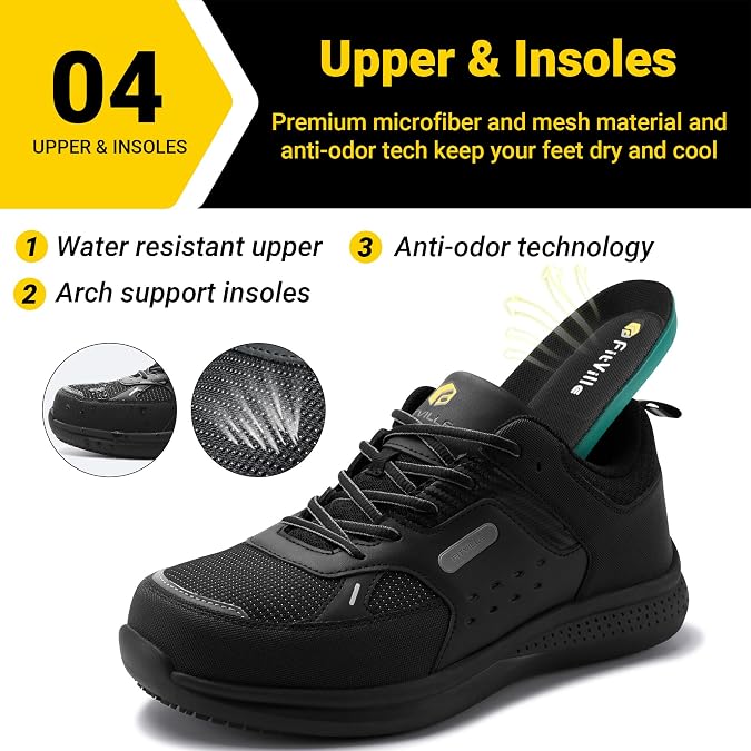 FitVille Extra Wide Steel Toe Shoes for Men Composite Toe Work Shoes