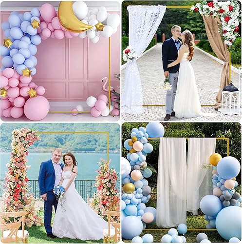 Miniatura 10 de Arcos de boda dorados de 6.6 x 5.2 pies para ceremonia, kit de soporte de arco de globos de metal rectangular para jardín, marco de arco cuadrado