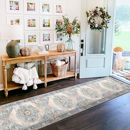 Miniatura 6 de TOPRUUG Alfombra lavable de 2 x 12 pulgadas, tapete para pasillo, tapete de cocina, antideslizante, lavable, bohemio, impermeable, para sala de