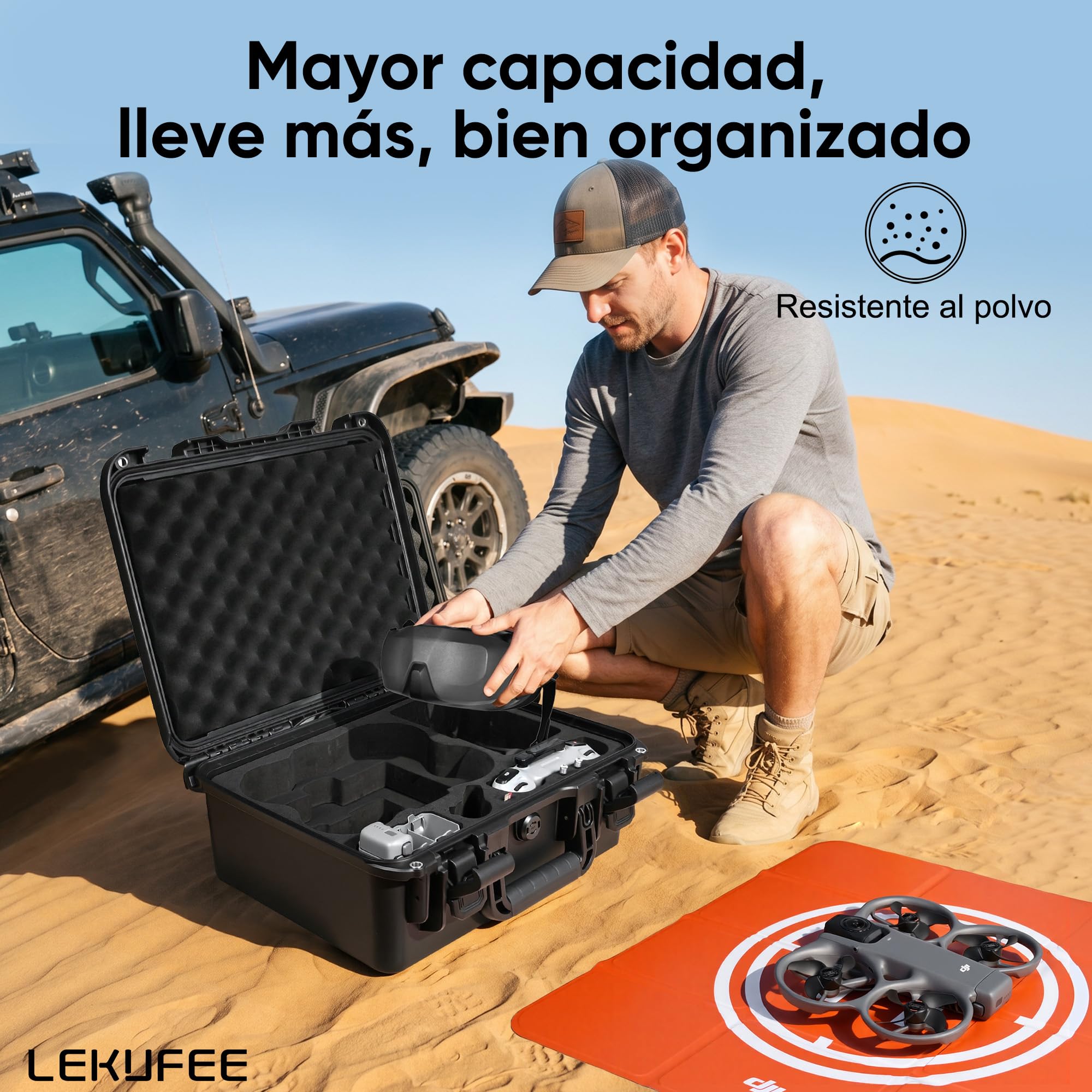 LEKUFEE Maletín Rígido Impermeable para Pack dji Avata 360 Motion Vuela Más, baterías (5 Unidades), Goggles N3/3, RC Motion 3, dji RC 2/RC N3/N2, Controlador FPV 3 y Accesorios (Solo Estuche)