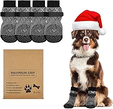 2 Pairs Dog Socks Non-Slip Dog Socks, Adjustable Dog Paw Protectors with Double Sided, Dog Cat Socks, Christmas Gifts, L