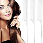 Leinuosen 3 Pack Rat Tail Combs Fine Tooth Parting Tip for Women Carbon Fiber Heat Resistant Anti Static Teasing for Back Combing Root Teasing Adding Volume Evening Styling(White)