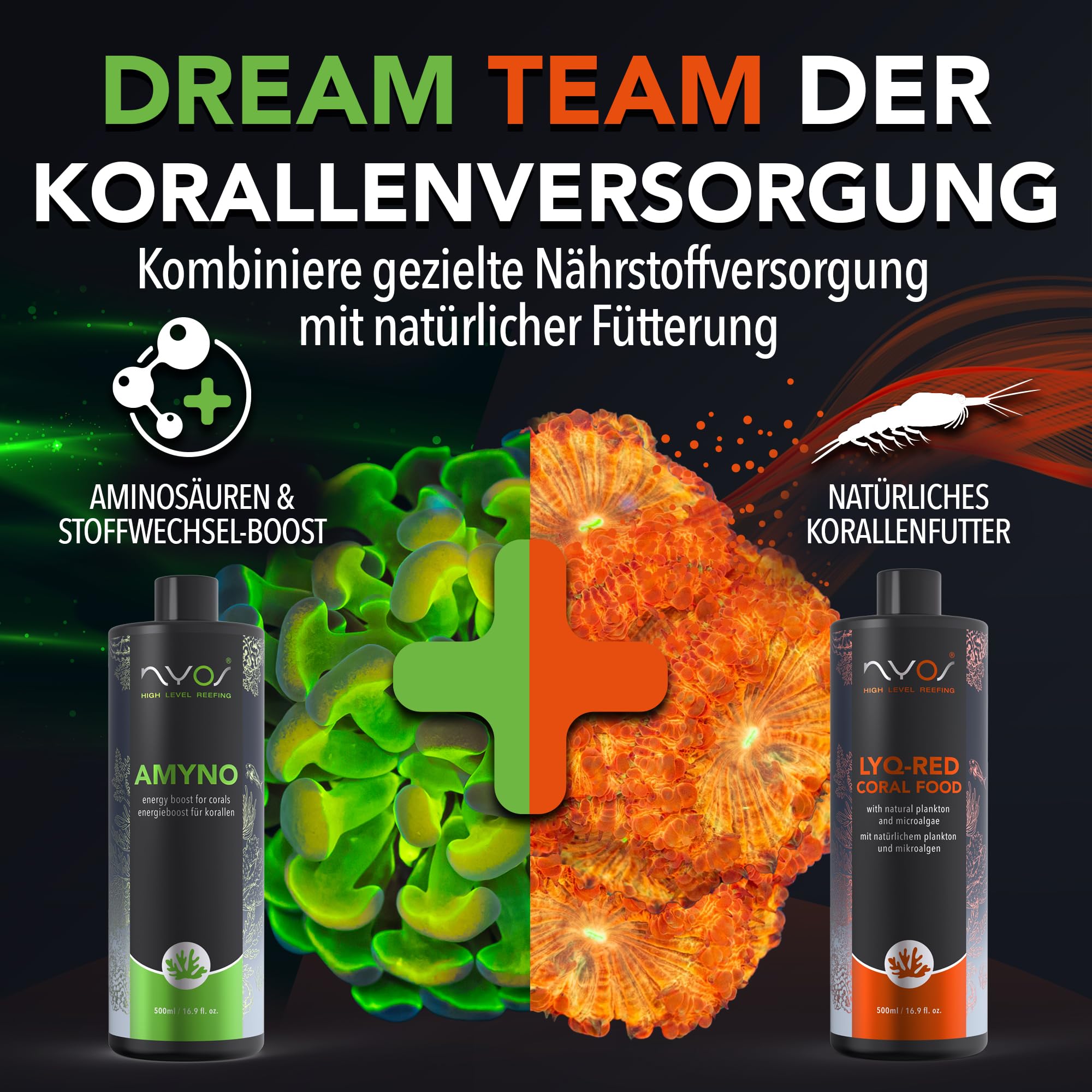 Nyos LYQ-RED – Flüssiges Korallenfutter mit Plankton für Meerwasser – Reich an Omega-3, flüssig und Nährstoffreich, für alle Korallen geeignet, 500ml