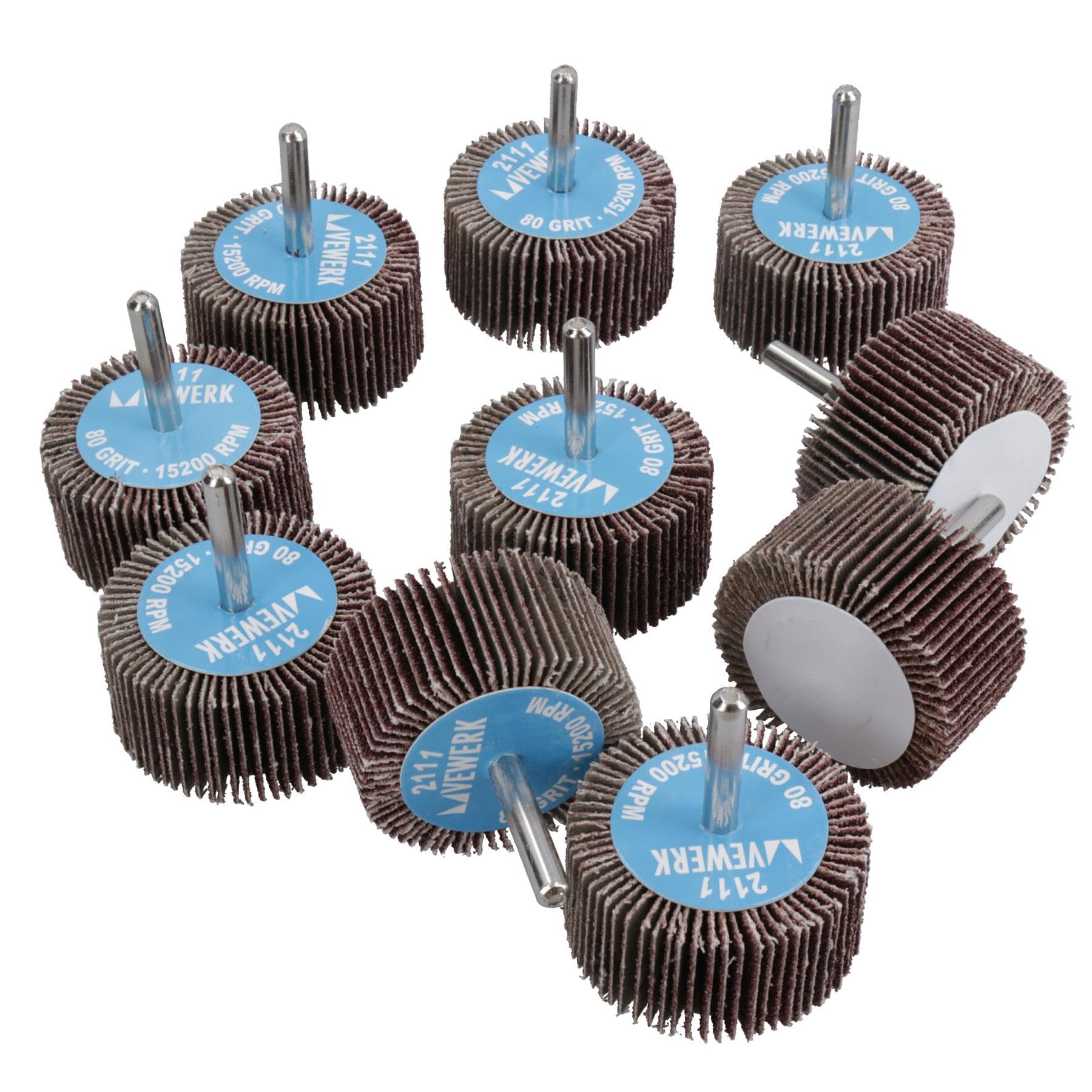 80 Grit 50mm Flap Wheel Disc Abrasive Sanding Pads for Drills 6mm Shank 10pc