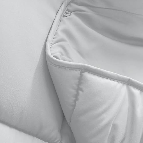 Miniatura 4 de Edredón alternativo de plumón tamaño Queen, color gris claro, relleno de poliéster esponjoso para todas las estaciones, relleno de edredón, tela de