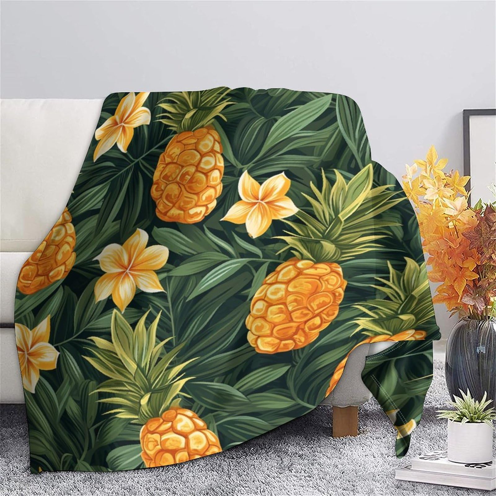 Coperta morbida in pile di flanella, con ananas, regalo di compleanno per amici, famiglia, regalo di Natale per amici e partner, coperta natalizia per divano e letto, 150 x 200 cm