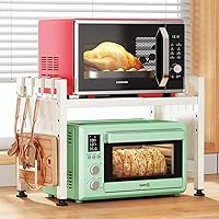 Vista 11 de Kitstorack Estante ajustable para horno de microondas, estante para microondas resistente de 2 niveles con tablas de cortar, soporte para estantes