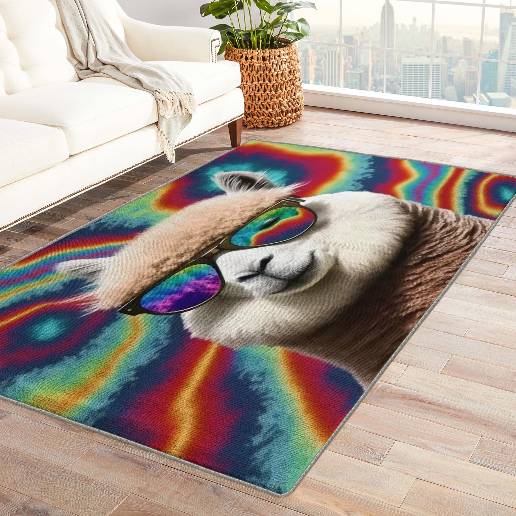 ラグ・カーペット FACE Too much pain Rug Amazon.com: Llama Rug 3x5 ft, Alpaca Area Rug, Funny Animal Rugs