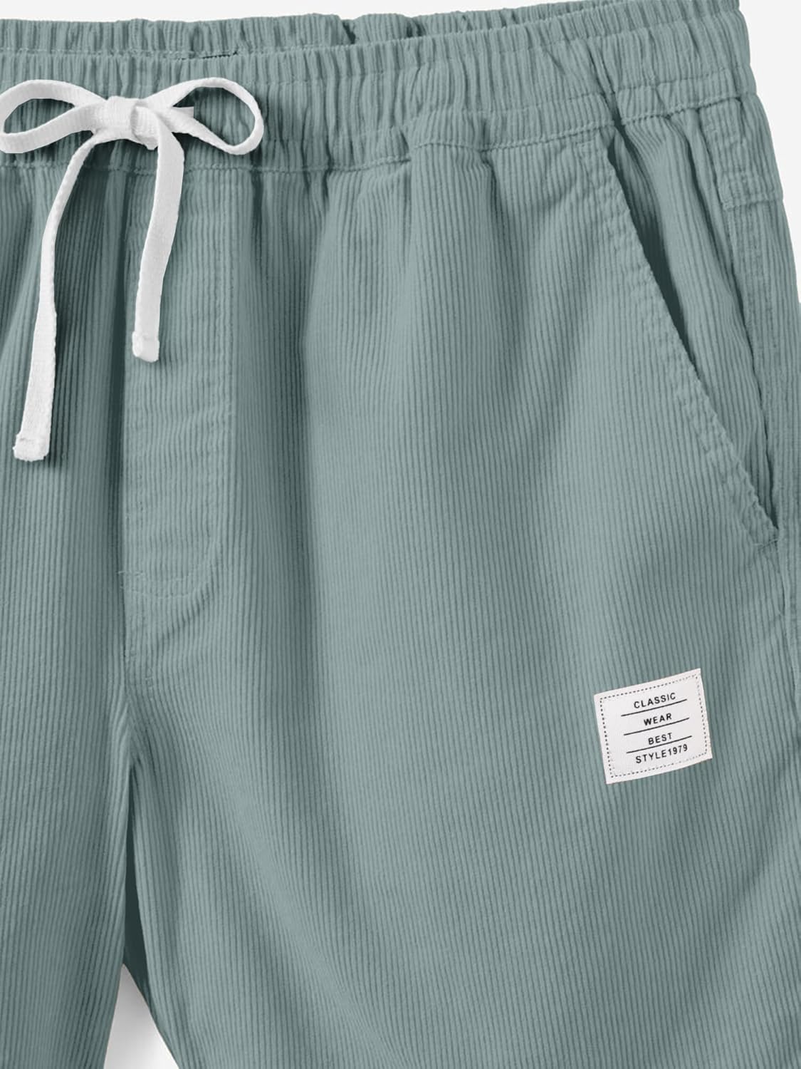 HOTake Mens Corduroy Shorts Casual 7 Inch Elastic Waist Drawstring Summer Beach Loose Fit Shorts - Image 7