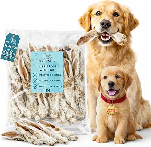 Rabbit Ears with Fur for Dogs - (1kg, 70-85 Ears),