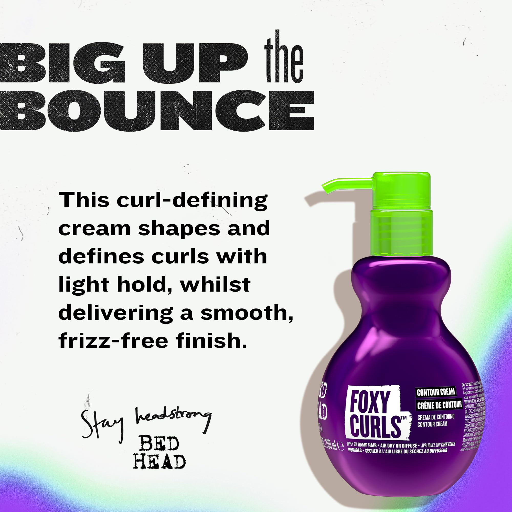 Bed Head by TIGI Foxy Curls Contour Cream, crème coiffante anti-frisottis pour boucles et ondulations rebondies, soin léger hydratant, 200 ml