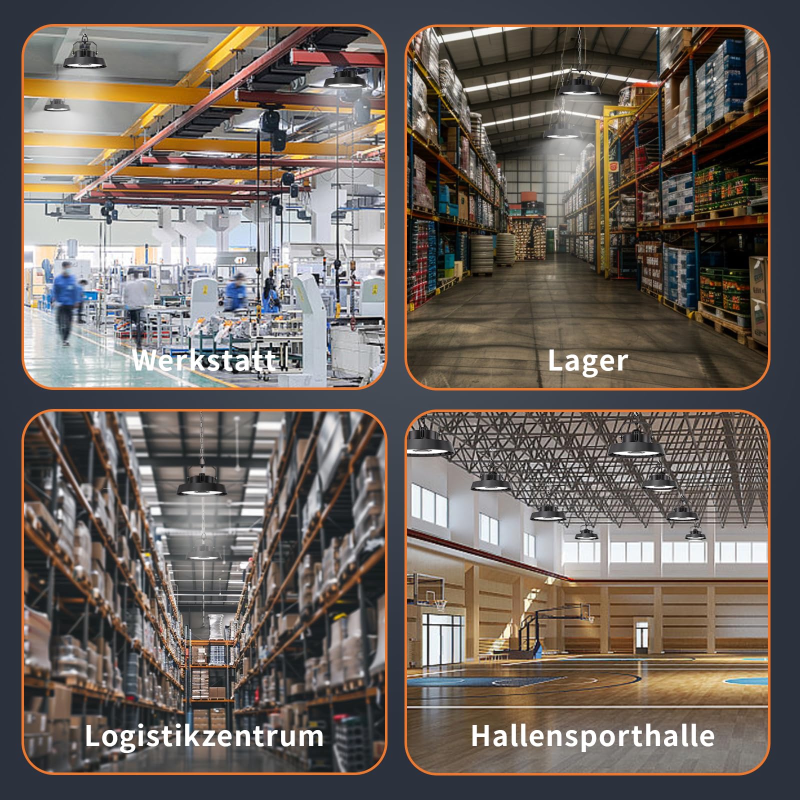 200W 170LM/W UFO LED Hallenstrahler, Kaltweiß 5000K LED Hallenbeleuchtung, 90° Abstrahlwinkel Werkstatt Deckenleuchte, Werkstattlampe Wasserfest IP65für Keller Garage Industrieanlagen Lager